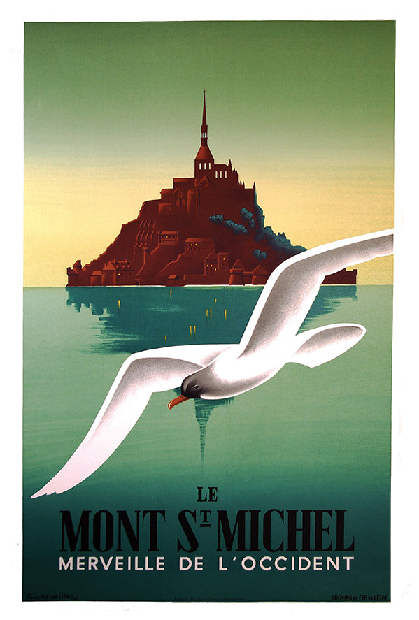 France - Mont St Michel - Vintage Travel Poster