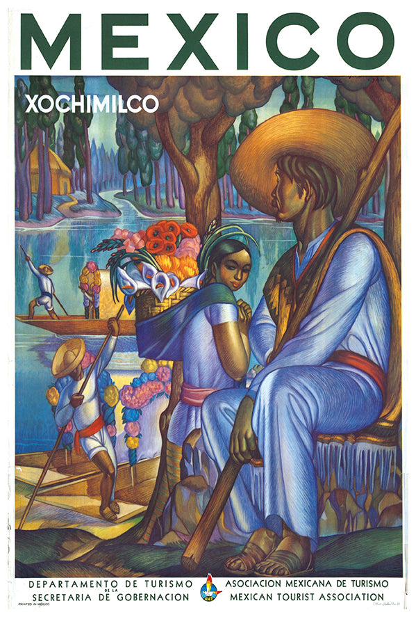 Mexico - Xochimilco- Vintage Travel Poster