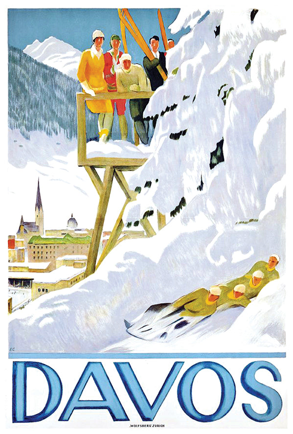 Switzerland Davos 2- Vintage Travel Poster