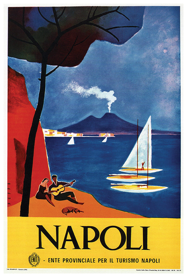 Italy - Napoli v3 - Vintage Travel Poster