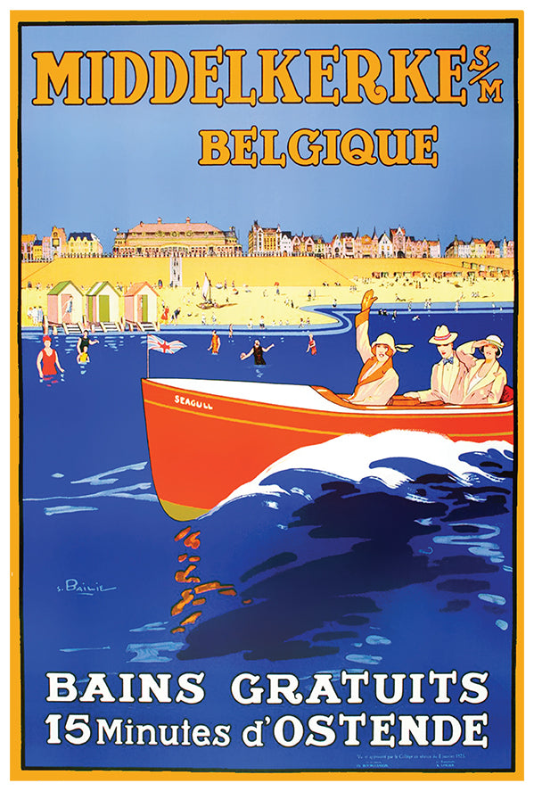 Belgium - Middelkerke - Vintage Travel Poster