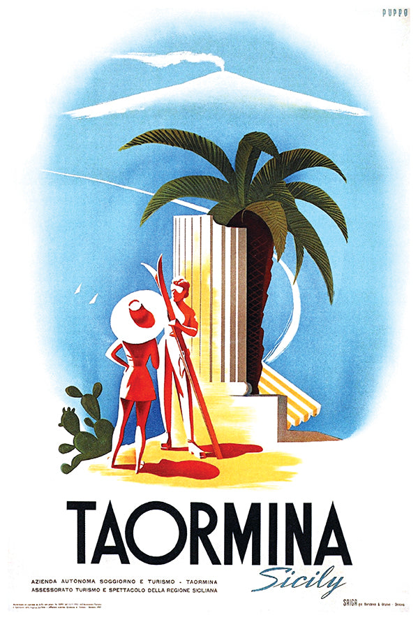 Italy - Taormina - Sicily - Vintage Travel Poster