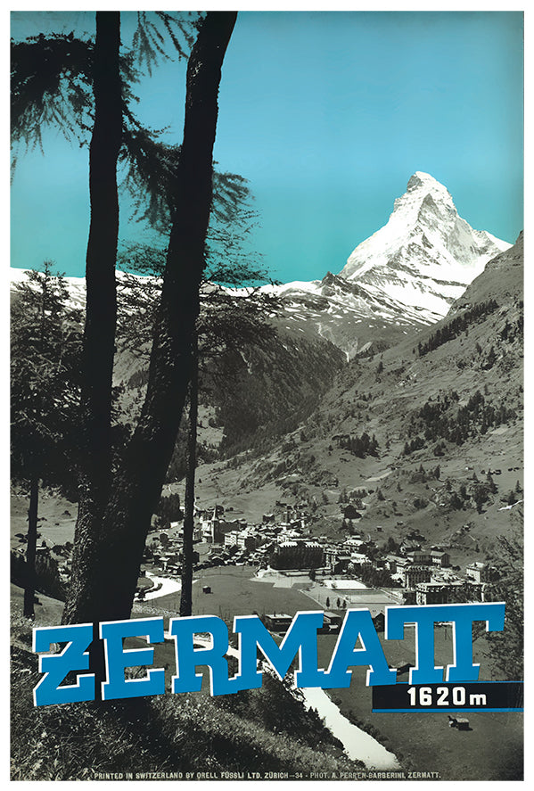 Switzerland - Zermatt- Vintage Travel Poster