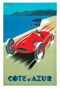 France - Cote d'azur - Racing - Vintage Travel Poster