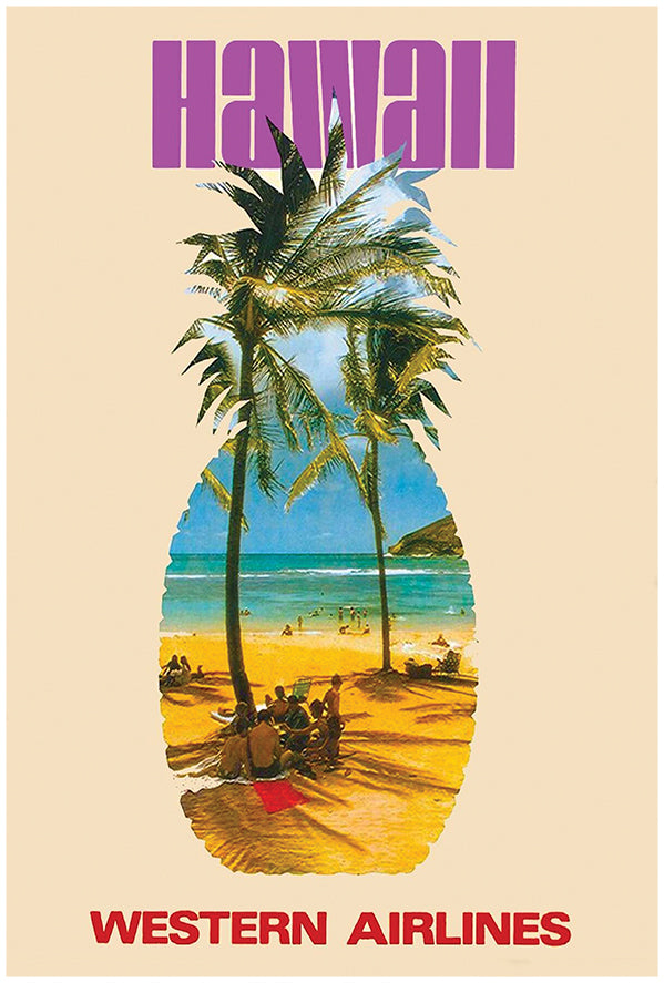 Western Airlines - Hawaii - Vintage Travel Poster