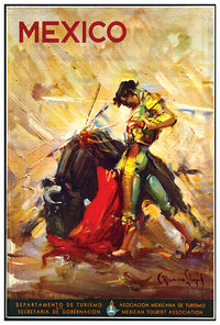 Mexico - Bull fighting - Vintage Travel Poster