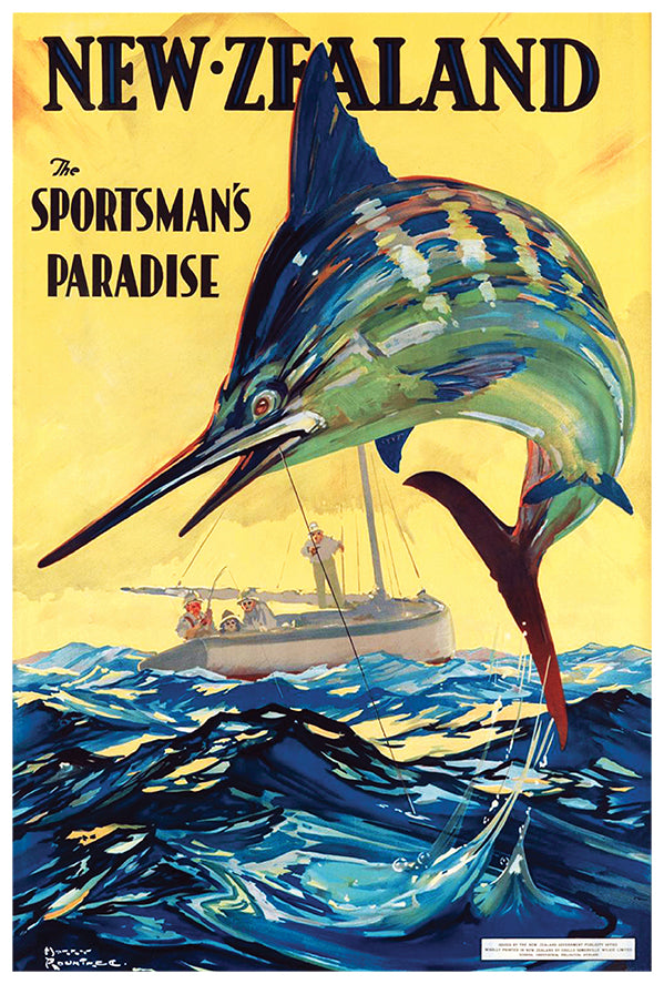 New Zealand - Sportsman Paradise - Vintage Travel Poster