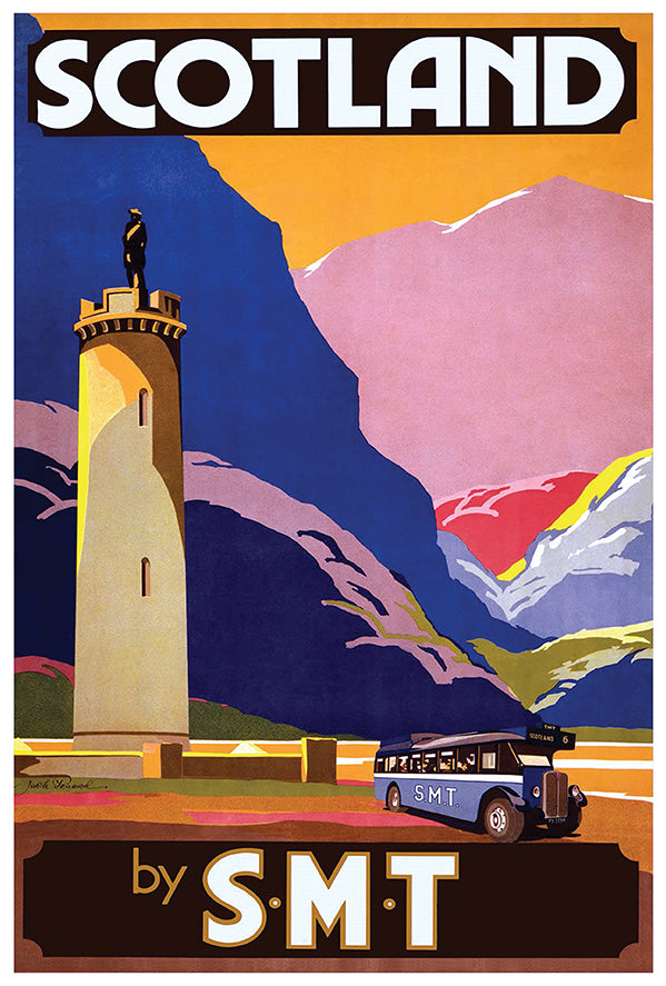 Scotland - Bus Line - Vintage Travel Poster