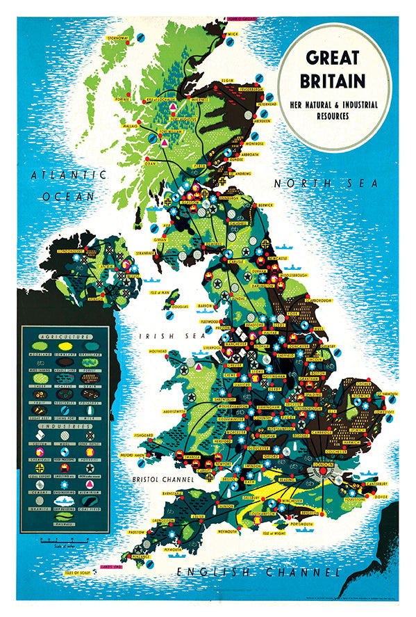 Great Britain Map - Vintage Travel Poster