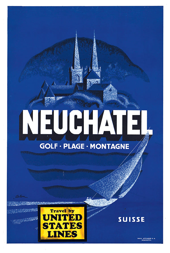 Switzerland - NeuChatel - Vintage Travel Poster