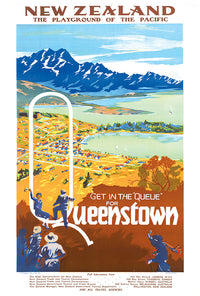 New Zealand - Queenstown - Vintage Travel Poster