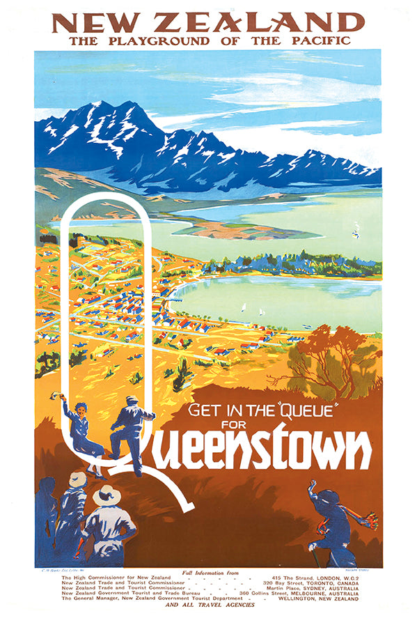 New Zealand - Queenstown - Vintage Travel Poster