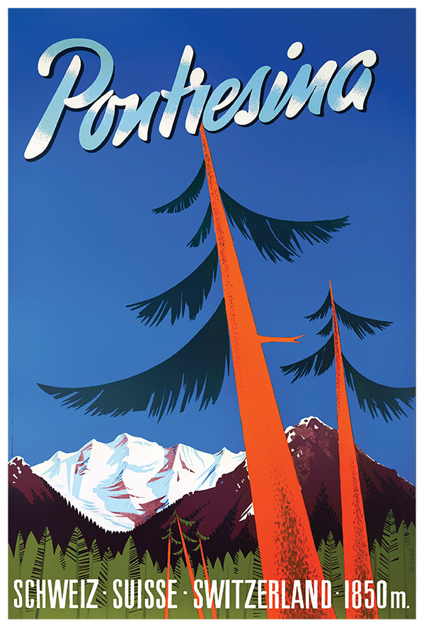 Switzerland - Pontresina - Vintage Travel Poster