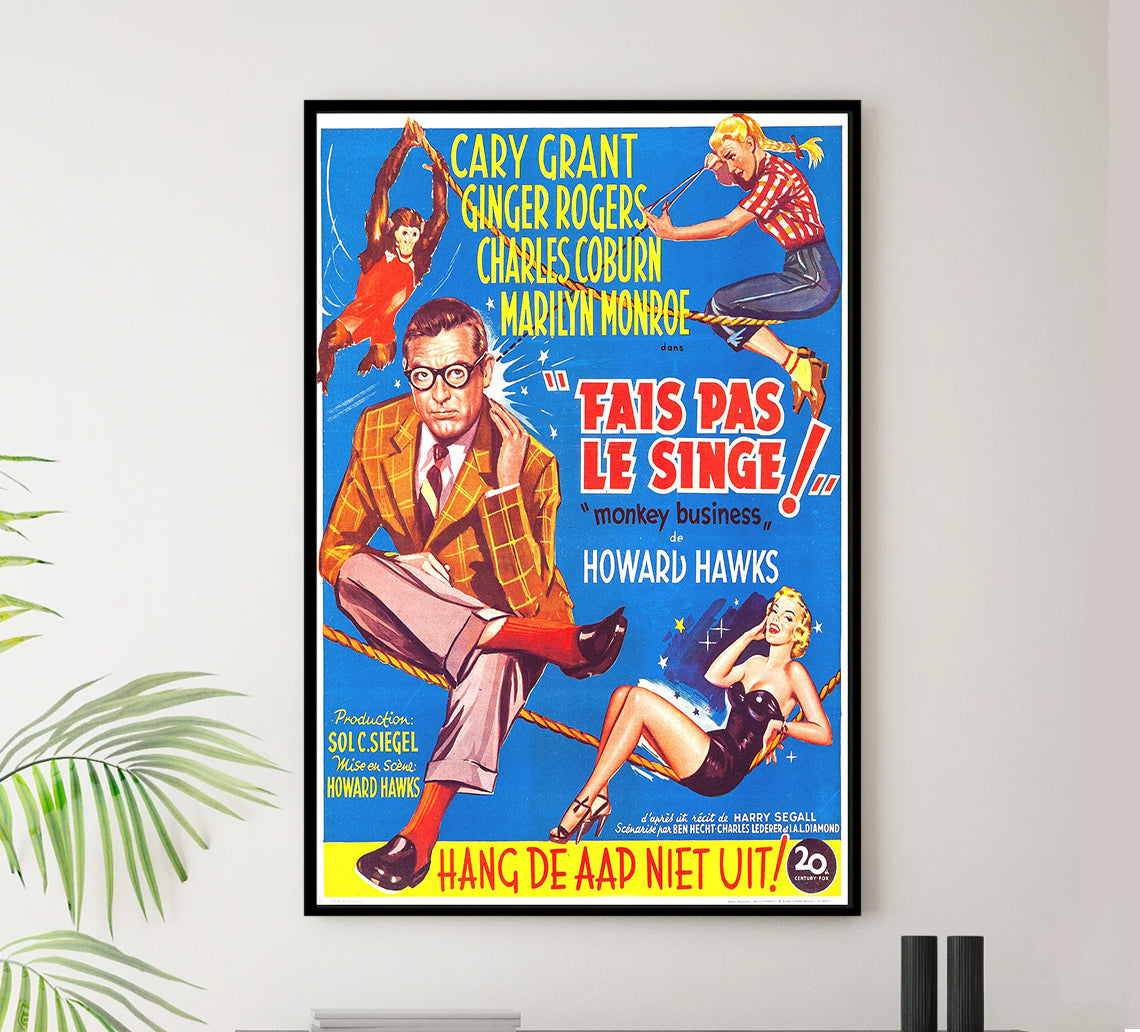 Monkey Business 1952 - Cary Grant - Belgium - Classic Movie Poster
