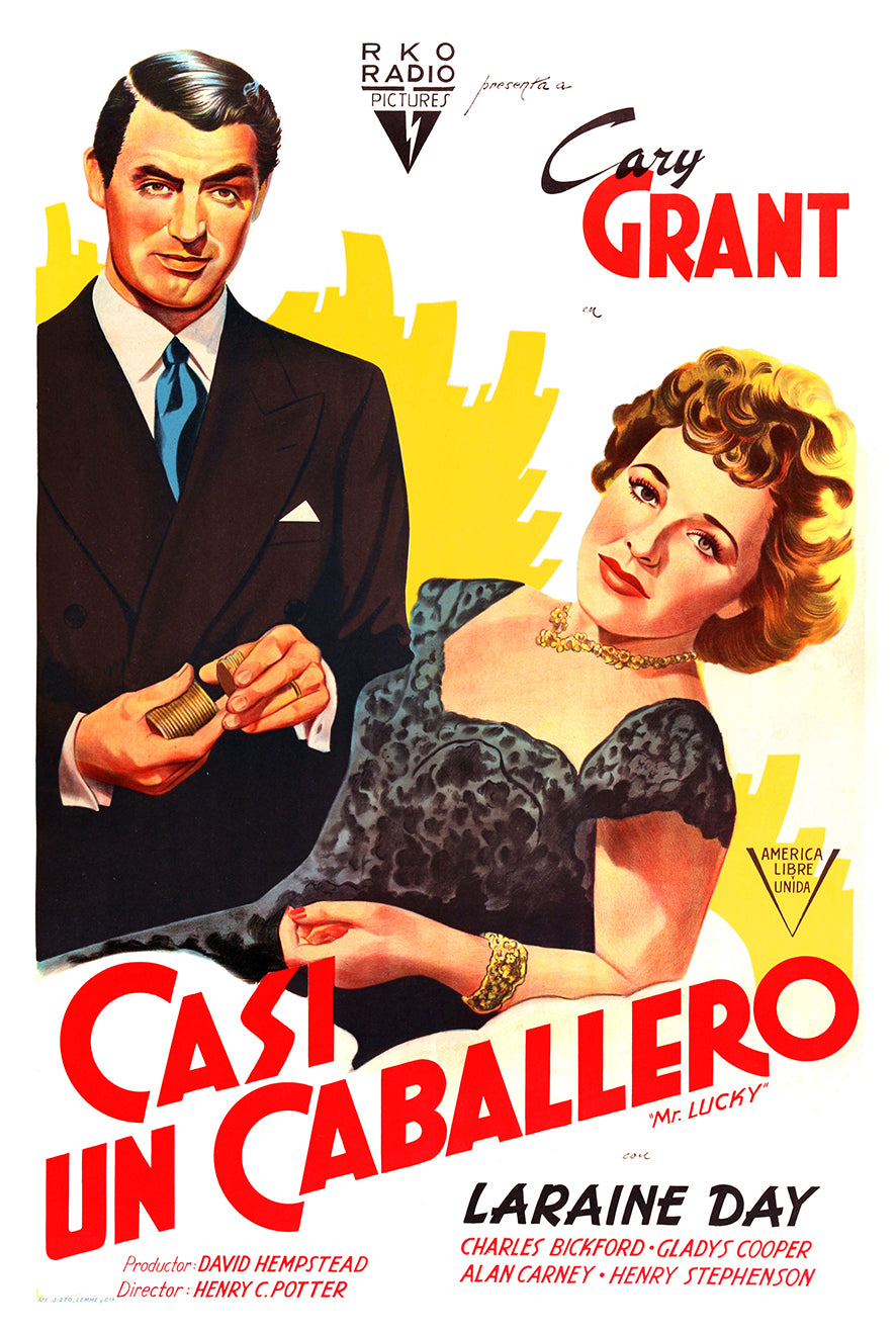 Mr. Lucky 1943 - Cary Grant - Argentina - Classic Movie Poster