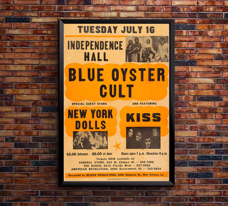 Kiss - Blue Oyster Cult - 1974 - Music Concert Poster