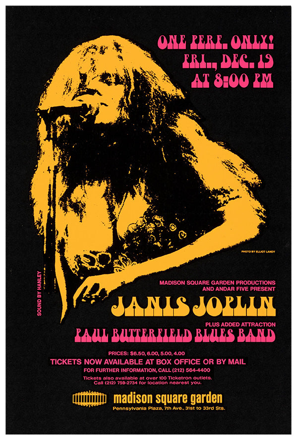 Janis Joplin - Madison Square Garden - 1969 - Music Concert Poster