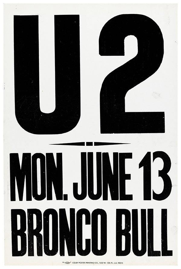 U2 - Bronco Bull - 1983- Music Concert Poster