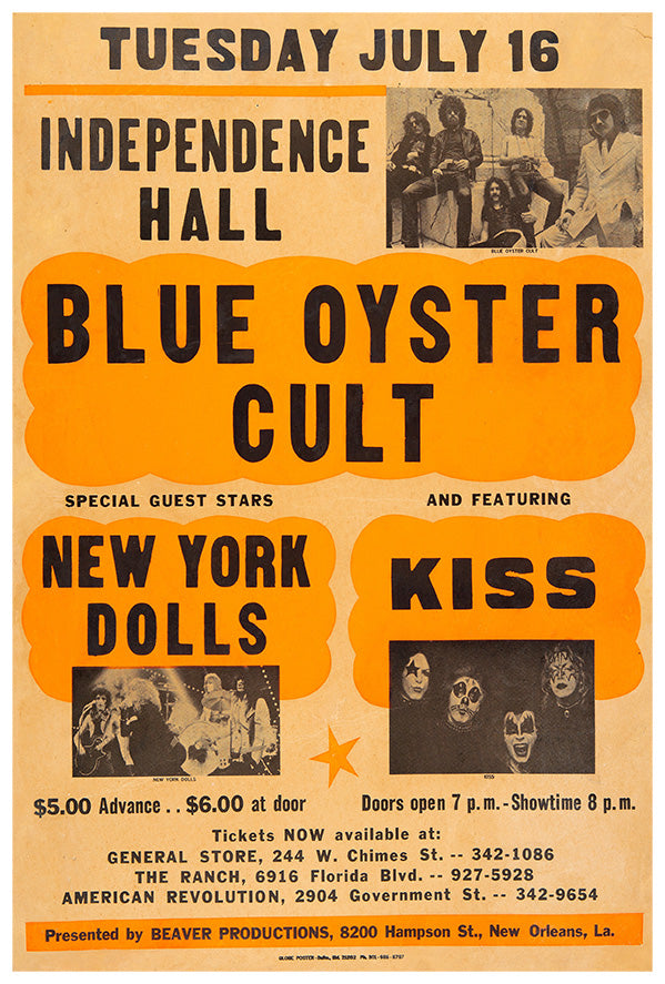 Kiss - Blue Oyster Cult - 1974 - Music Concert Poster