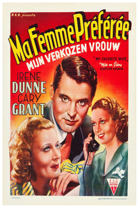 My Favorite Wife 1940 - Cary Grant - Belgium - Classic Movie Poster