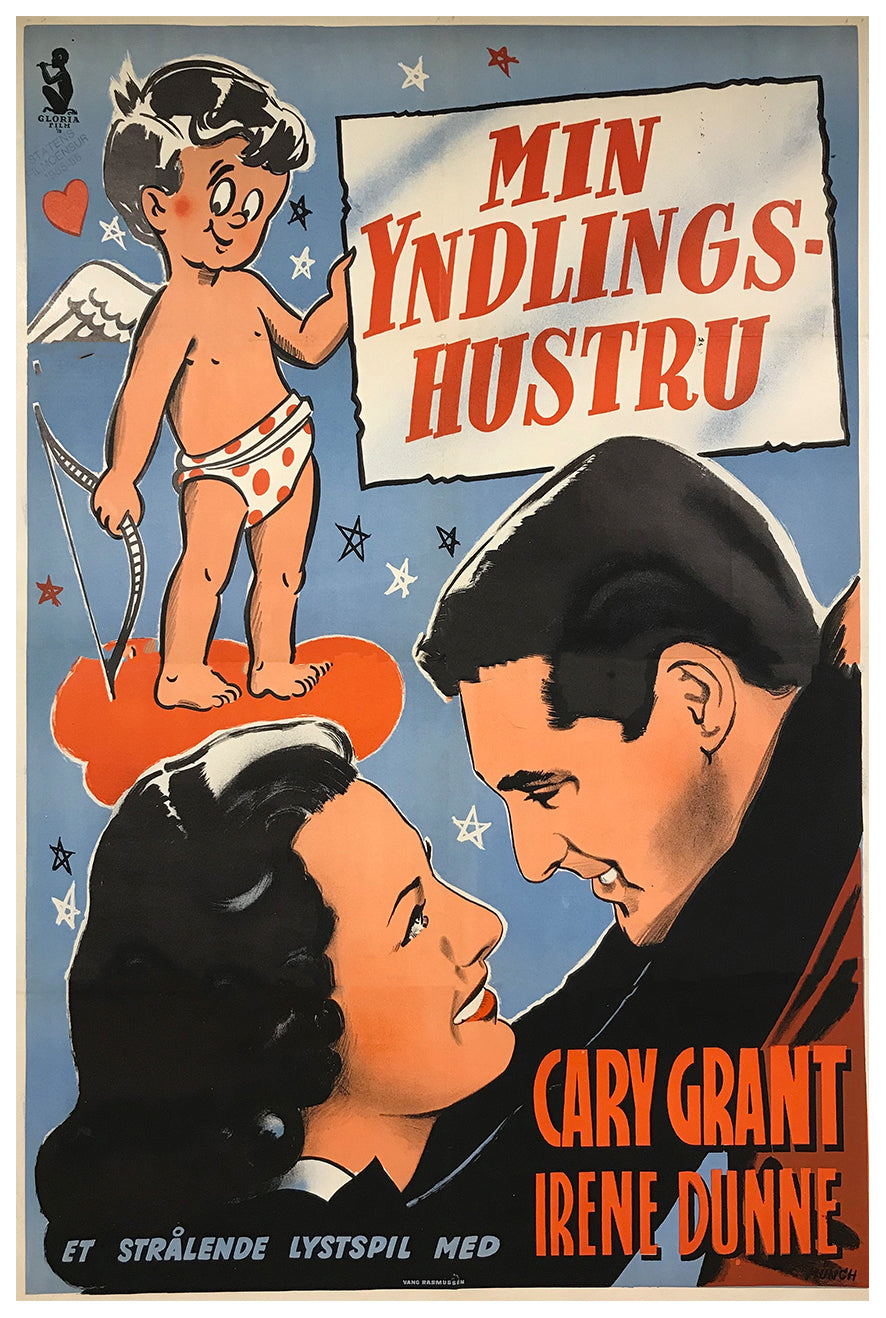 My Favorite Wife 1940 - Cary Grant - Denmark - Classic Movie Poster