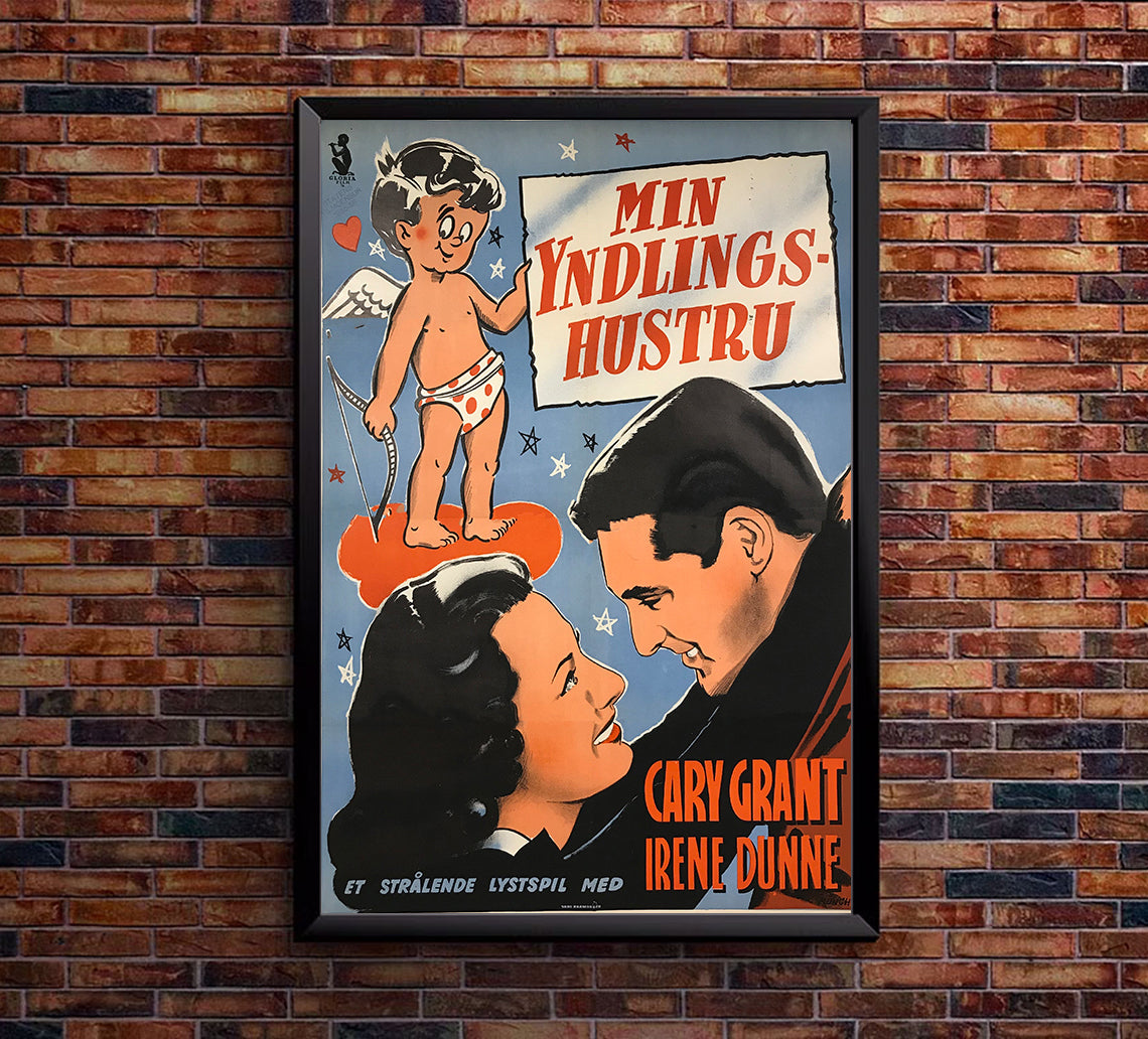 My Favorite Wife 1940 - Cary Grant - Denmark - Classic Movie Poster