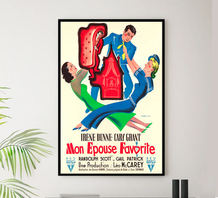 My Favorite Wife 1940 - Cary Grant - France - Classic Movie Poster