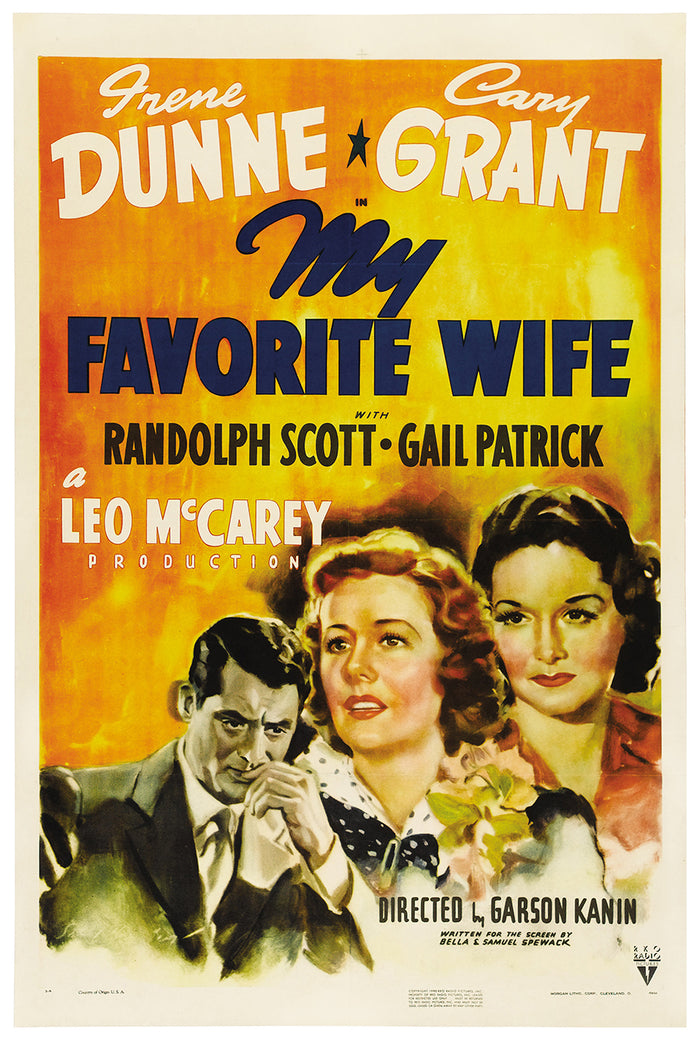 My Favorite Wife 1940 - Cary Grant - US - Classic Movie Poster