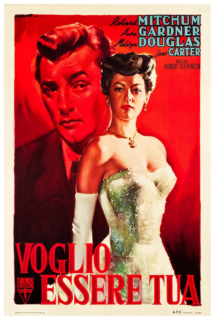 My Forbidden Past 1951 - Italian - Robert Mitchum - Vintage Classic Movie Poster