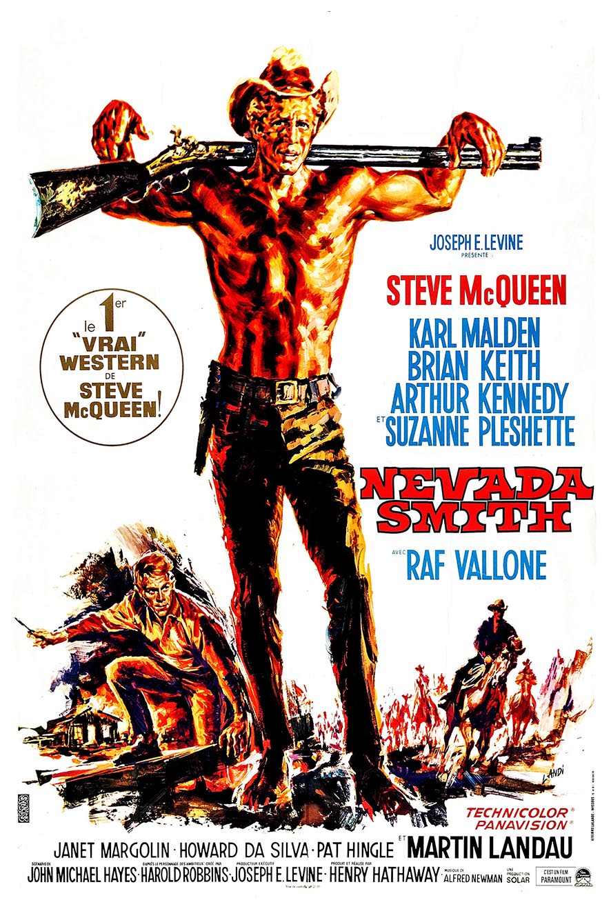 Nevada Smith 1966 - French - Steve McQueen - Vintage Classic Movie Poster