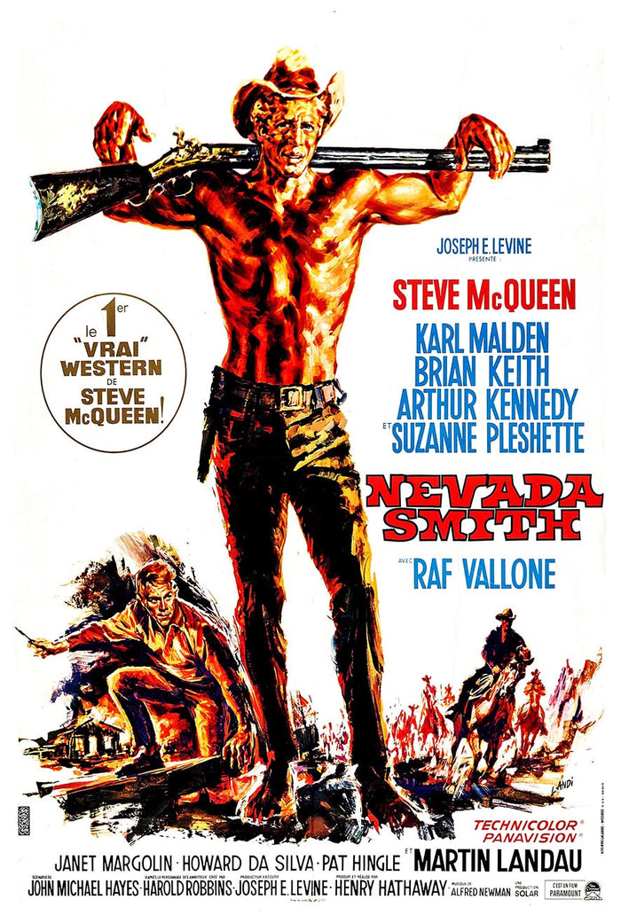 Nevada Smith 1966 - French - Steve McQueen - Vintage Classic Movie Poster