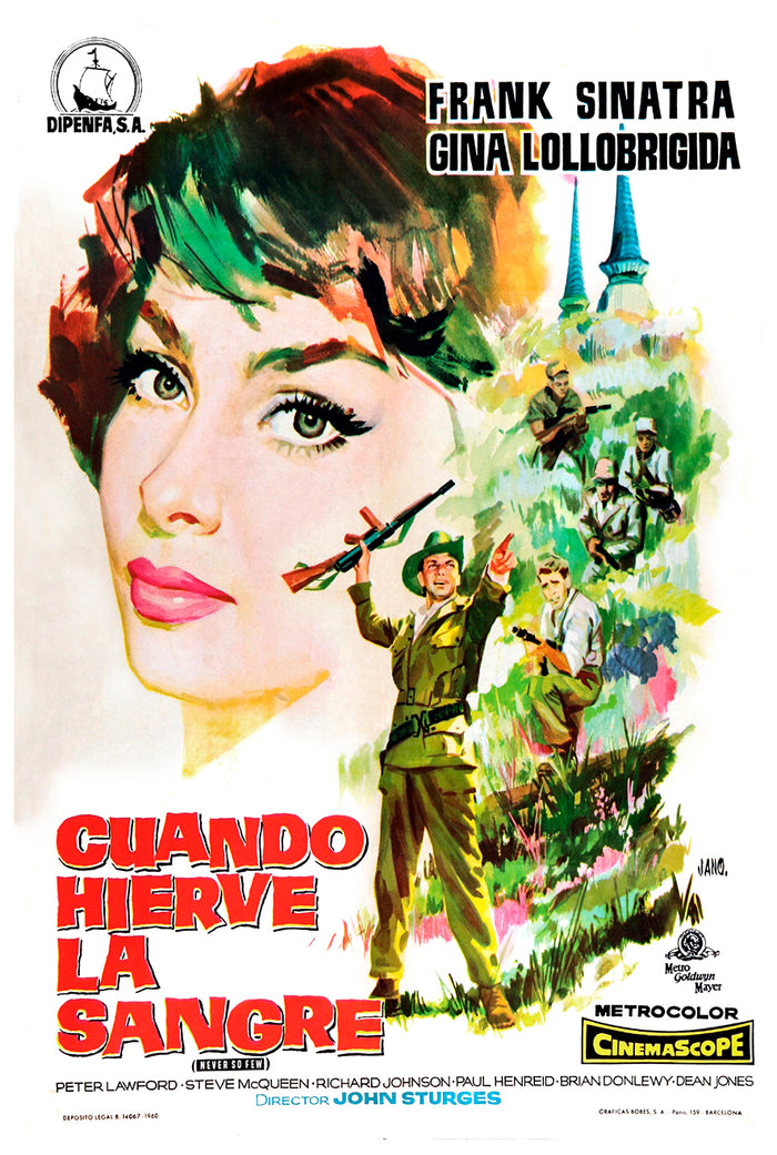 Never So Few 1959 - Frank Sinatra - Spain - Classic Movie Poster