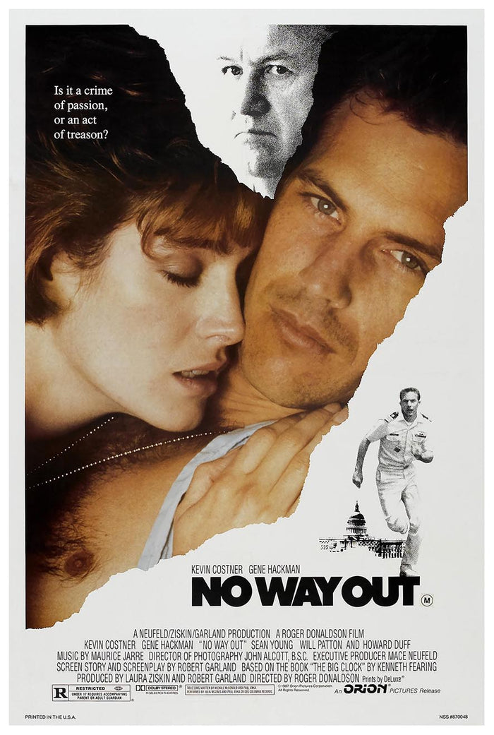 No Way Out 1987 - Kevin Costner - Vintage Classic Movie Poster
