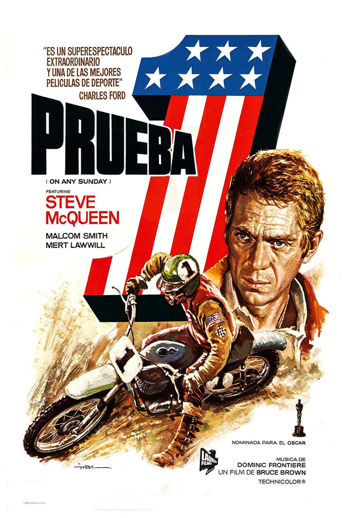 On Any Sunday 1971 - Spanish - Steve McQueen - Vintage Classic Movie Poster