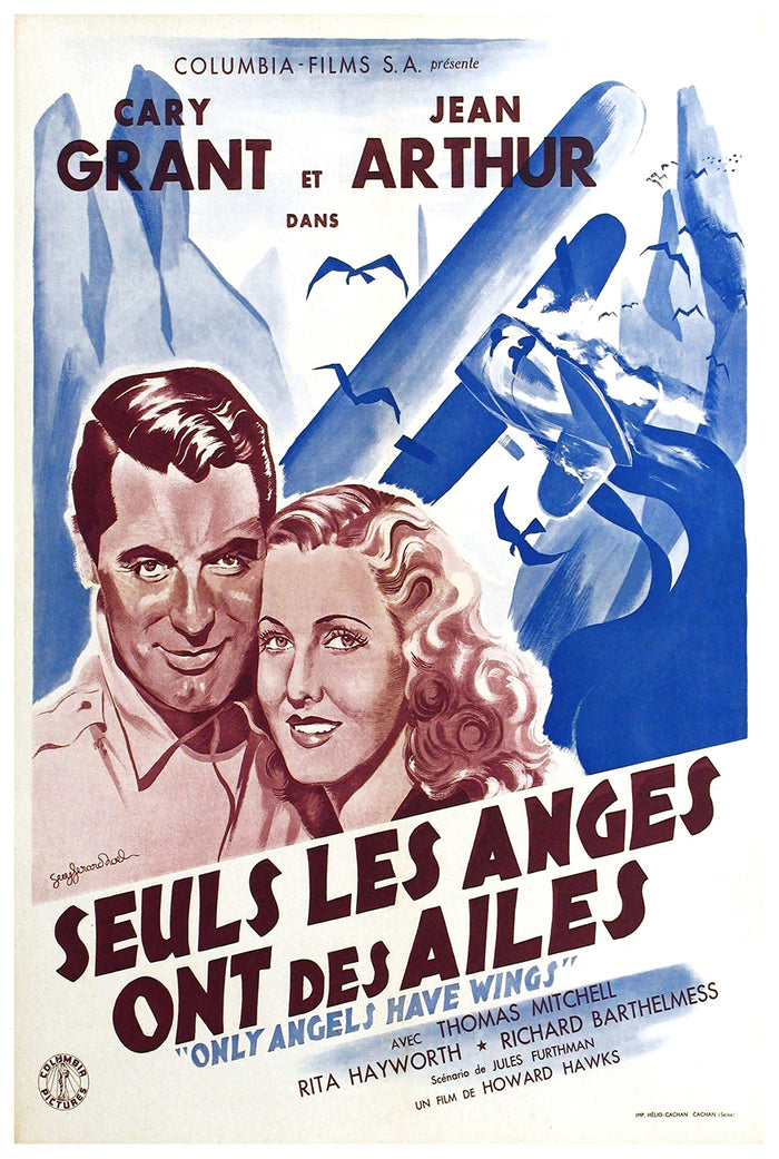 Only Angels Have Wings 1939 - Cary Grant - France - Classic Movie Poster