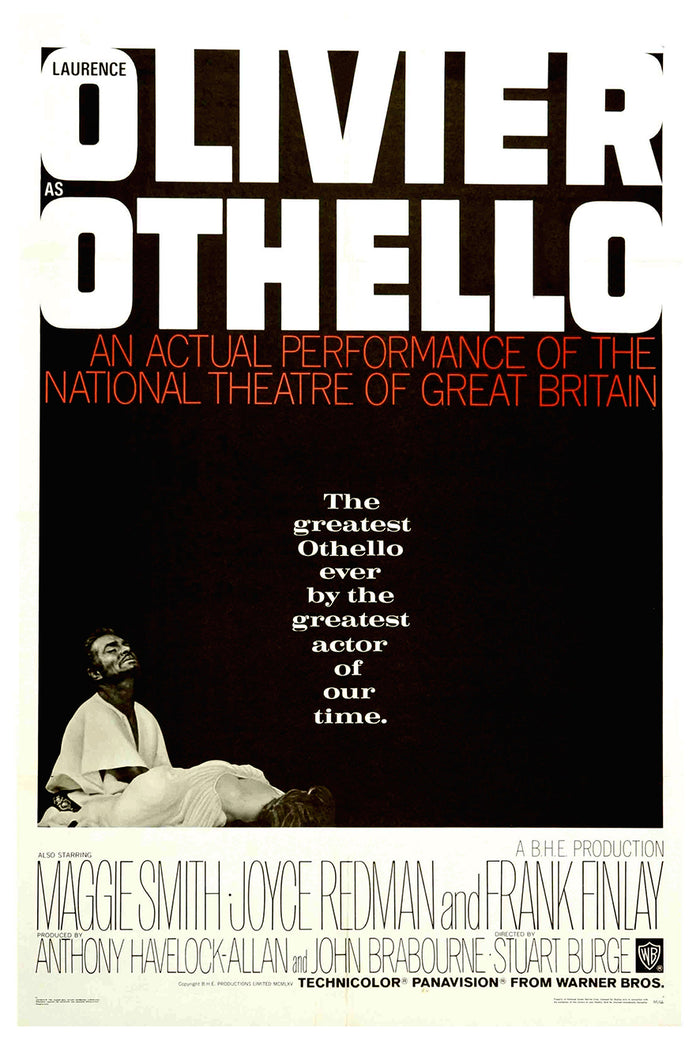 Othello 1965 - Laurence Olivier - US 2 - Classic Movie Poster
