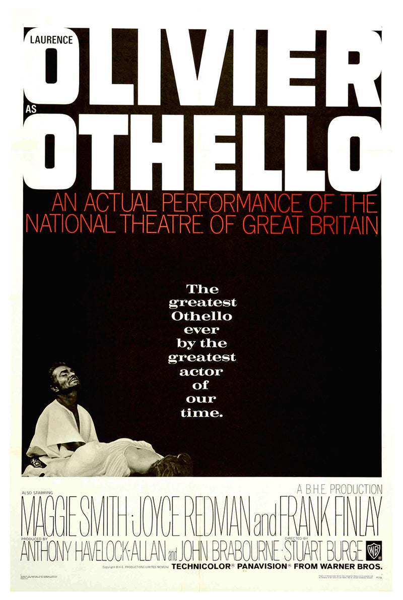Othello 1965 - Laurence Olivier - US 2 - Classic Movie Poster