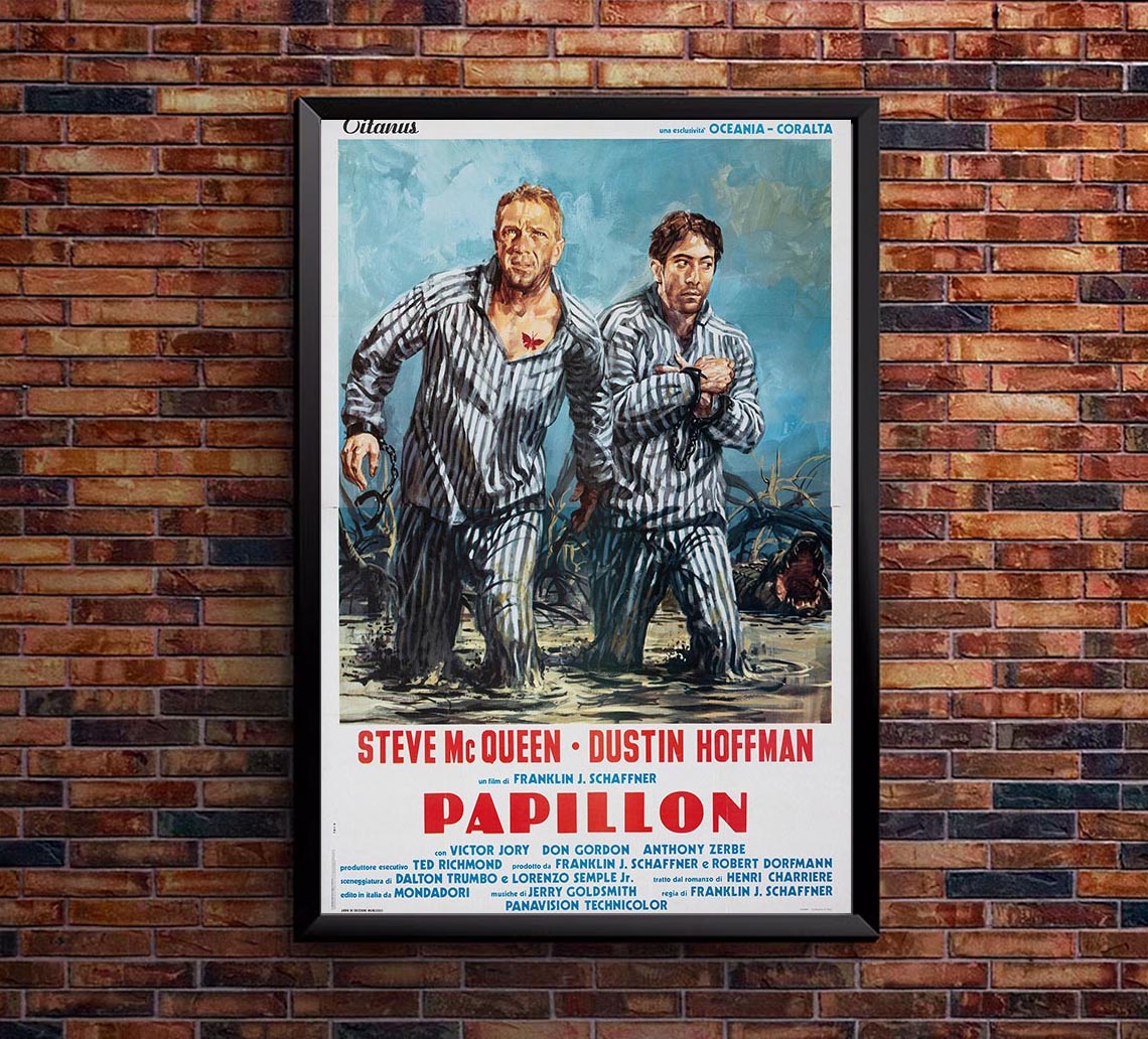 Papillon 1973 - Italian - Steve McQueen - Vintage Classic Movie Poster