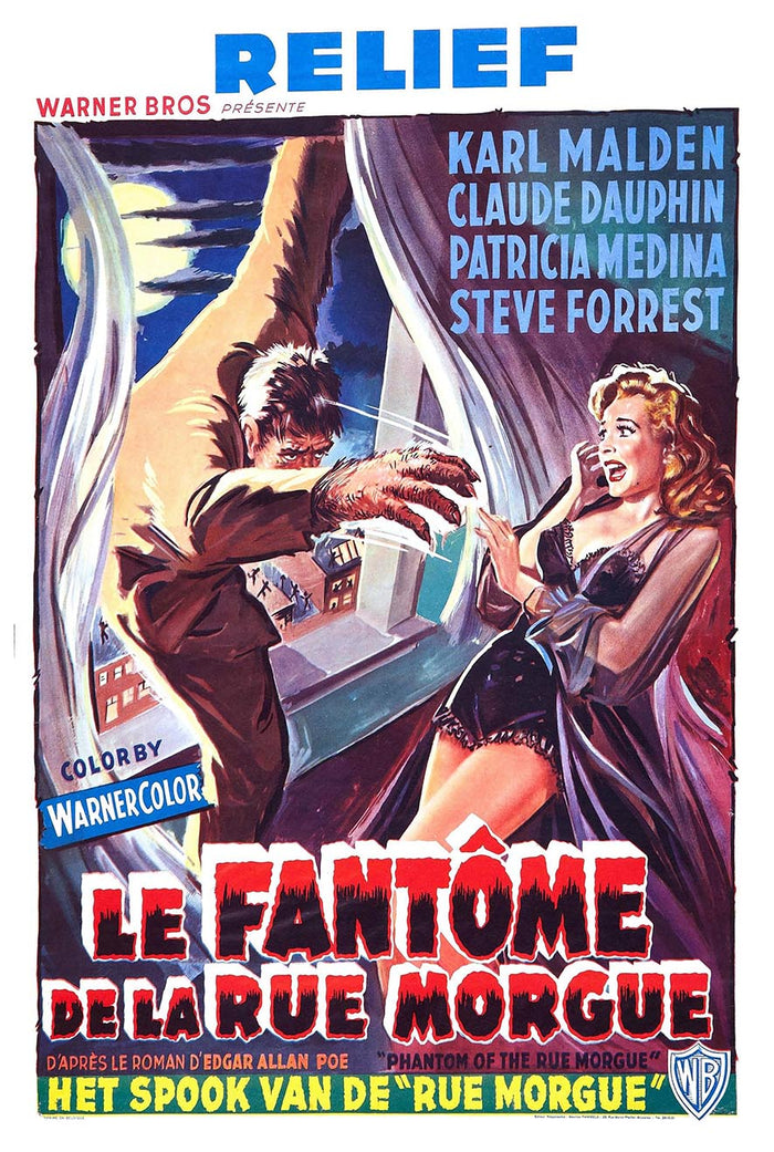 Phantom of the Rue Morgue 1954  - Belgium - Vintage Horror Classic Movie Poster