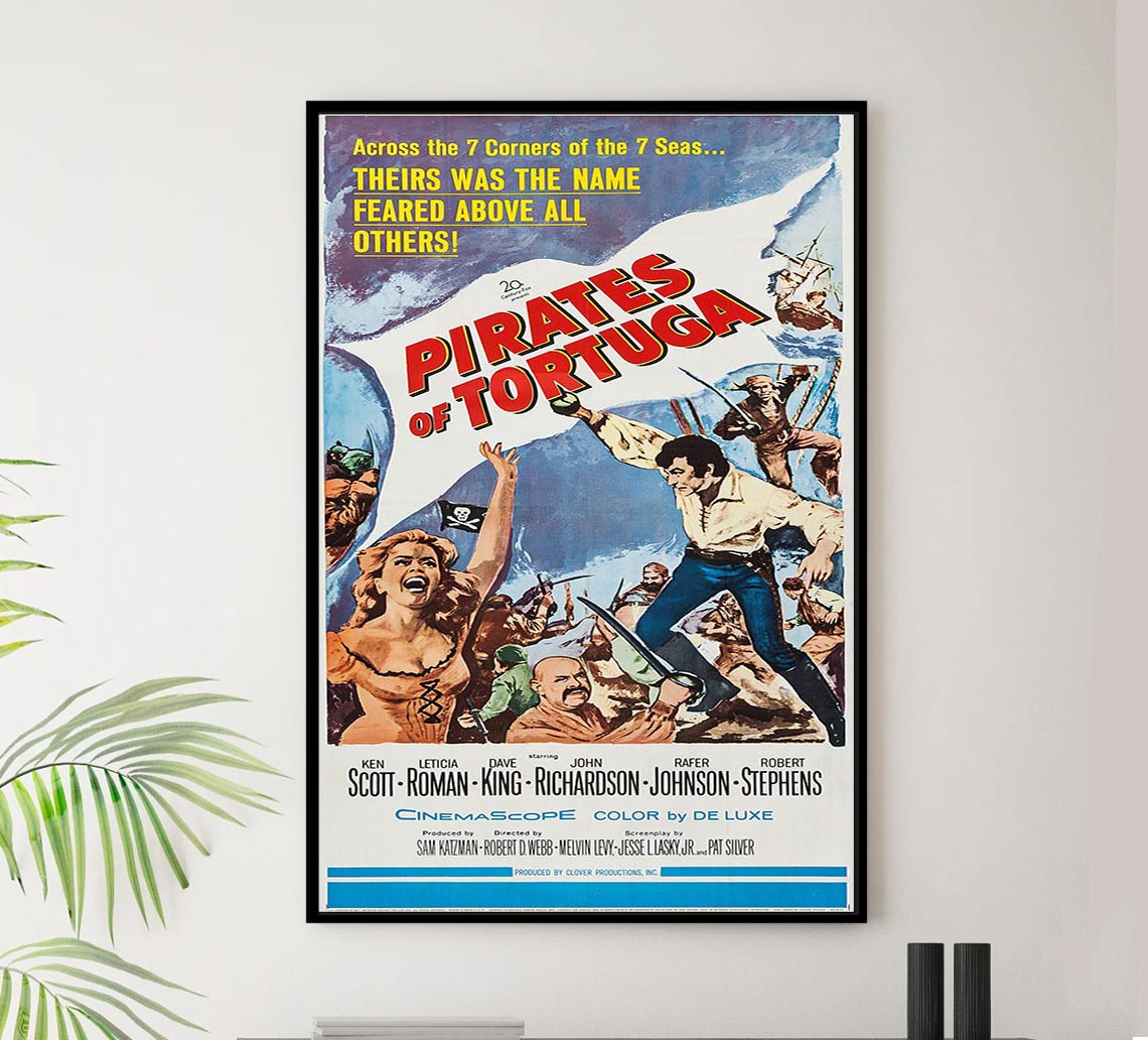 Pirates of Tortuga 1961 - Vintage Pirate Classic Movie Poster