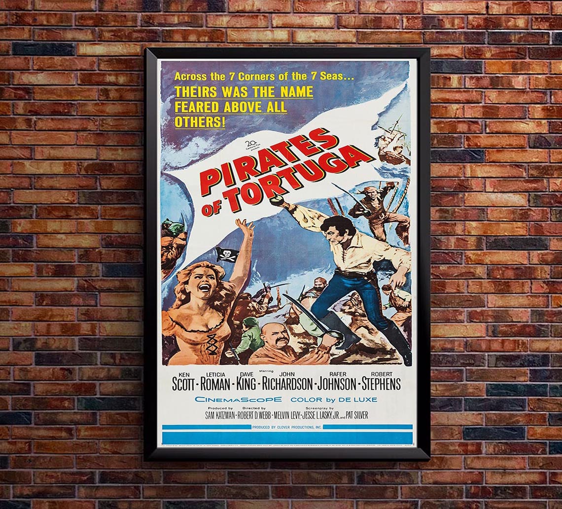 Pirates of Tortuga 1961 - Vintage Pirate Classic Movie Poster