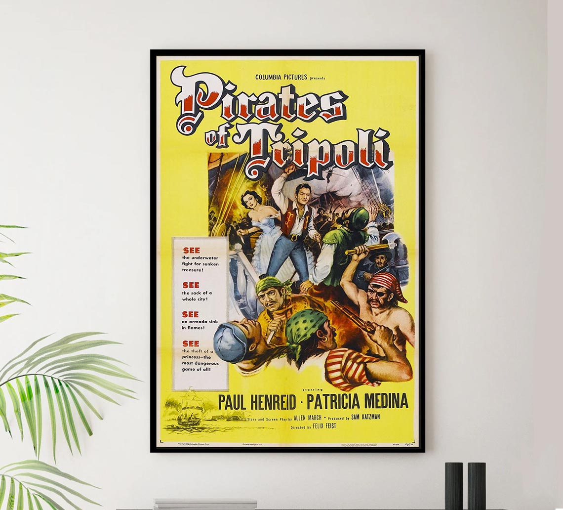Pirates of Tripoli 1955 - Vintage Pirate Classic Movie Poster