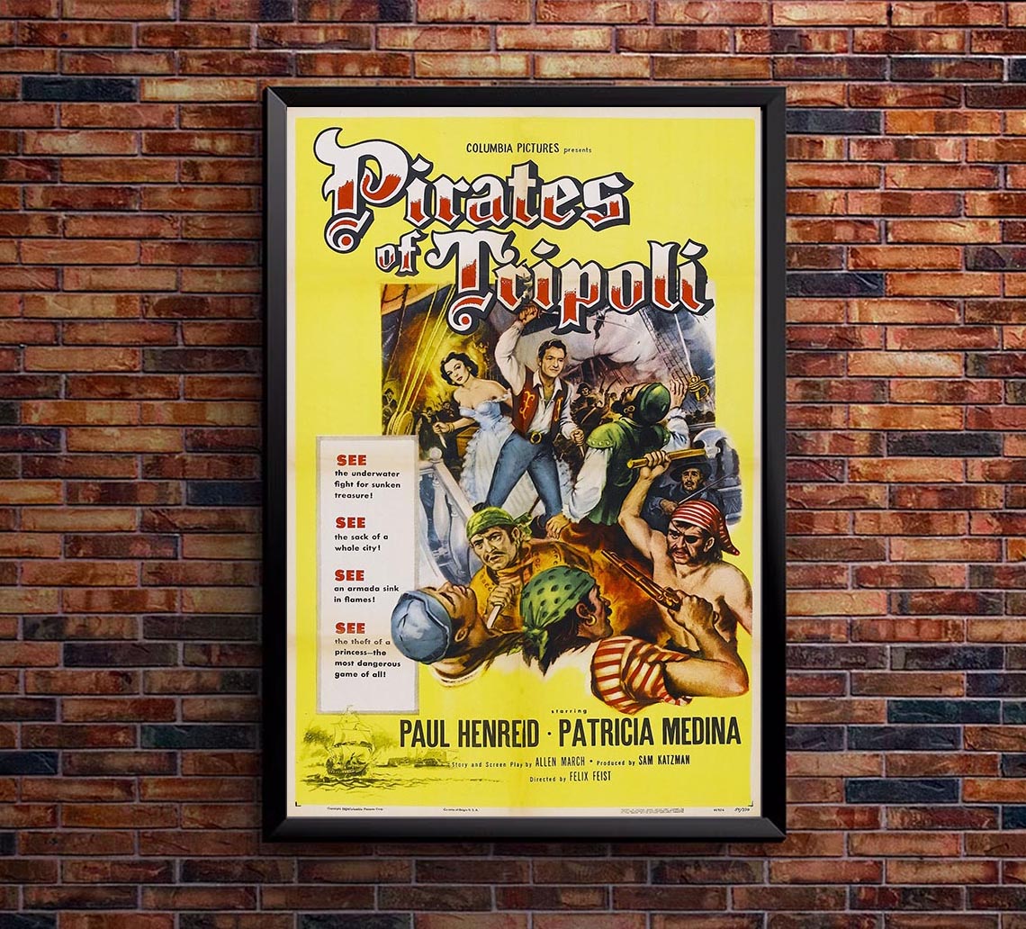 Pirates of Tripoli 1955 - Vintage Pirate Classic Movie Poster