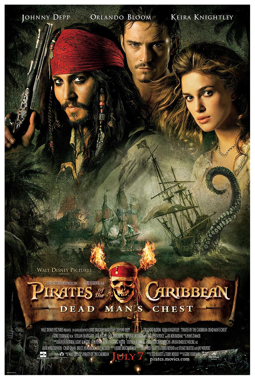 Pirates of the Caribbean Dead Man's Chest 2006 - Vintage Pirate Classic Movie Poster