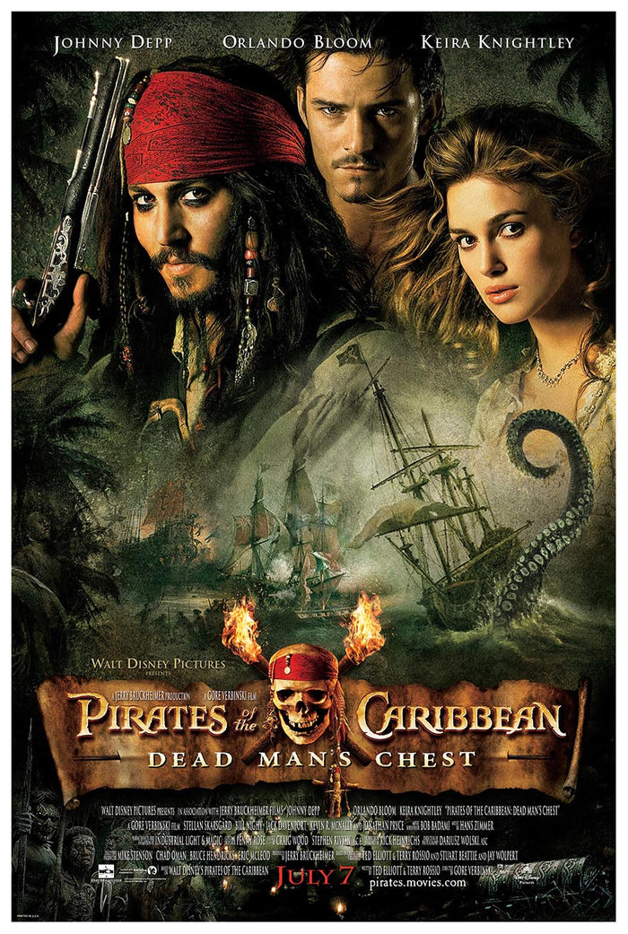 Pirates of the Caribbean Dead Man's Chest 2006 - Vintage Pirate Classic Movie Poster