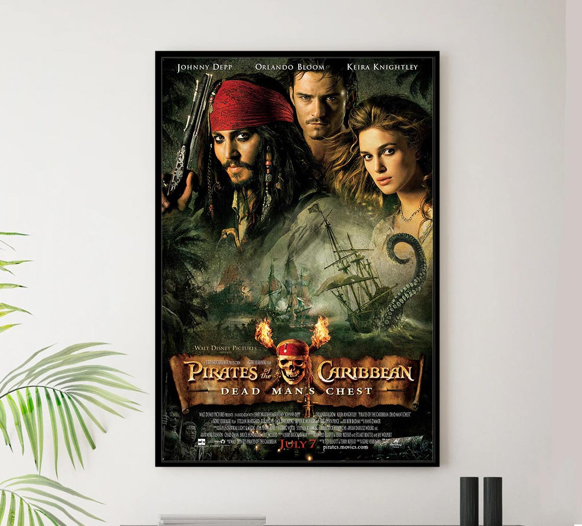 Pirates of the Caribbean Dead Man's Chest 2006 - Vintage Pirate Classic Movie Poster