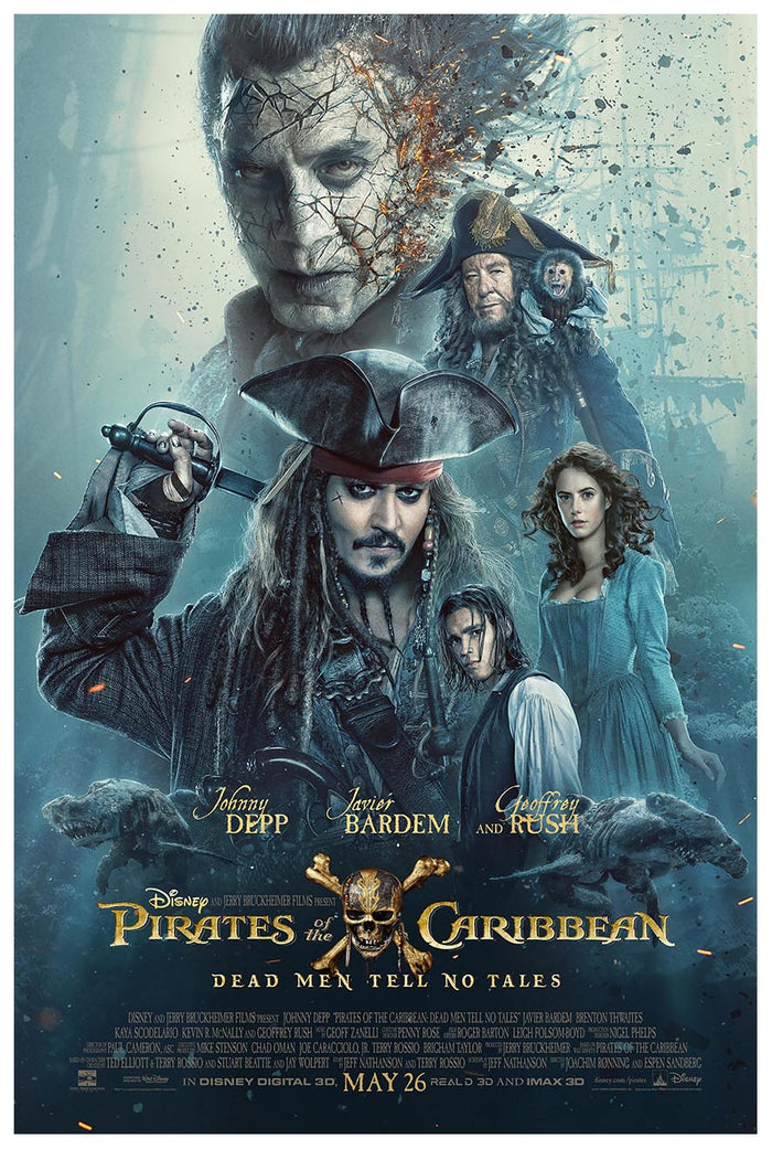 Pirates of the Caribbean Dead Men Tell No Tales 2017 - Vintage Pirate Classic Movie Poster