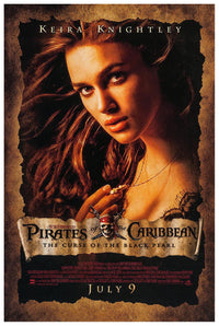 Pirates of the Caribbean The Curse of the Black Pearl 2003 - Keira Knightley - Vintage Pirate Classic Movie Poster