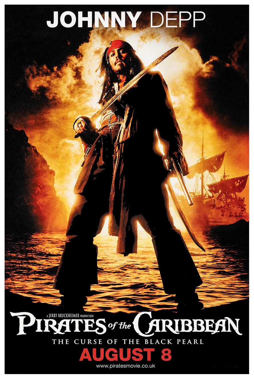 Pirates of the Caribbean The Curse of the Black Pearl 2003 v3 - Vintage Pirate Classic Movie Poster