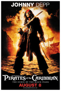 Pirates of the Caribbean The Curse of the Black Pearl 2003 v3 - Vintage Pirate Classic Movie Poster